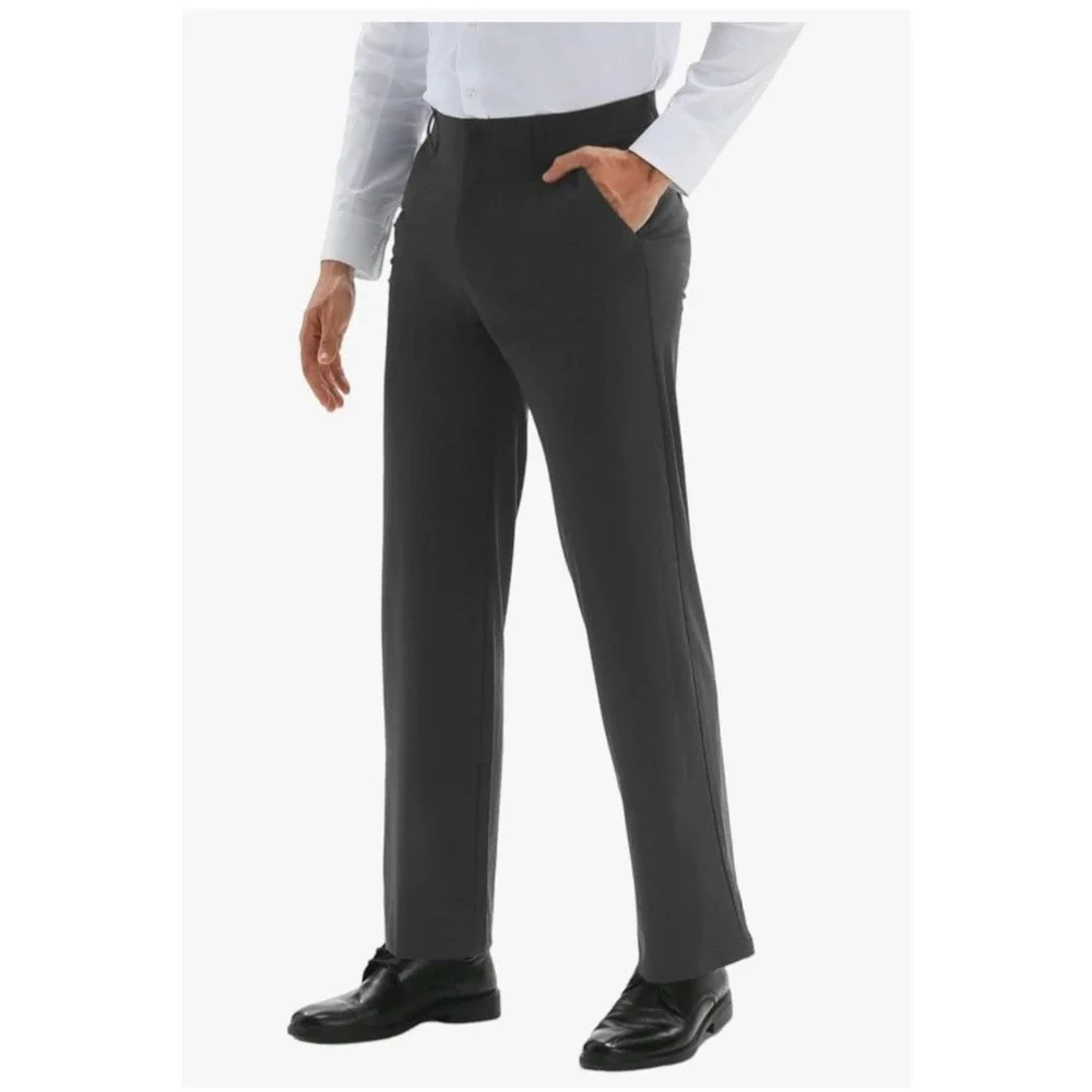 Men's Dress Pants Stretch Slim Gray Business Work‎ Travel Trousers Size 42wx31L